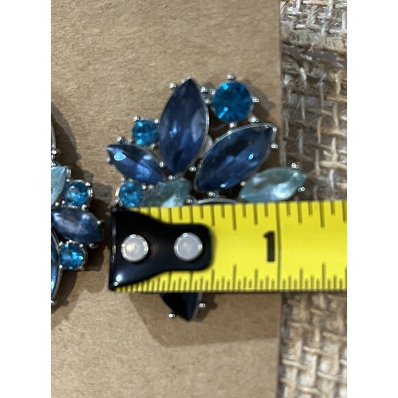 Blue Rhinestone Silver Tone Post Pierced Earrings Holiday Party Fairy Grunge - Picture 6 of 6